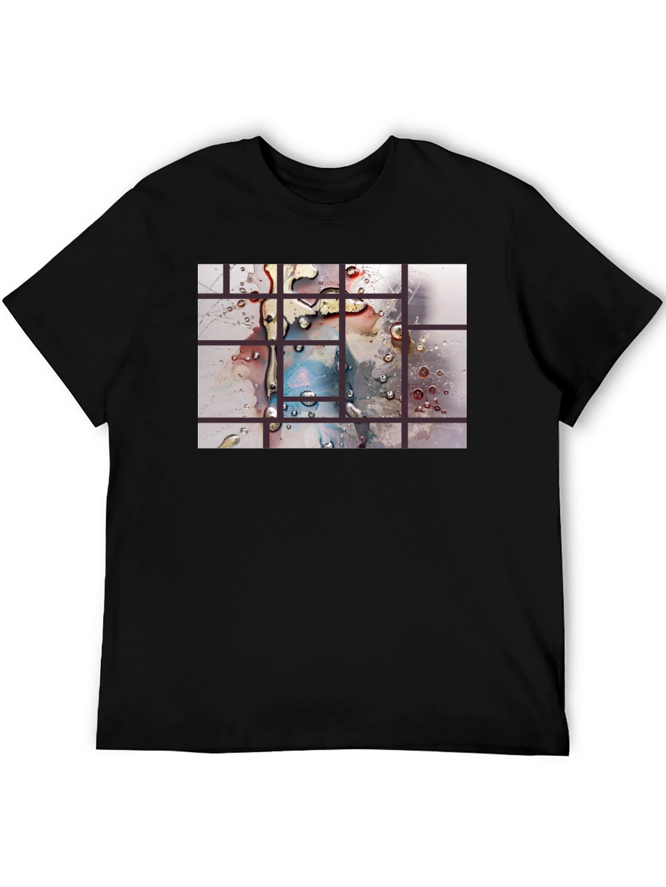 Abstract Water Droplet Grid Black T-Shirt
