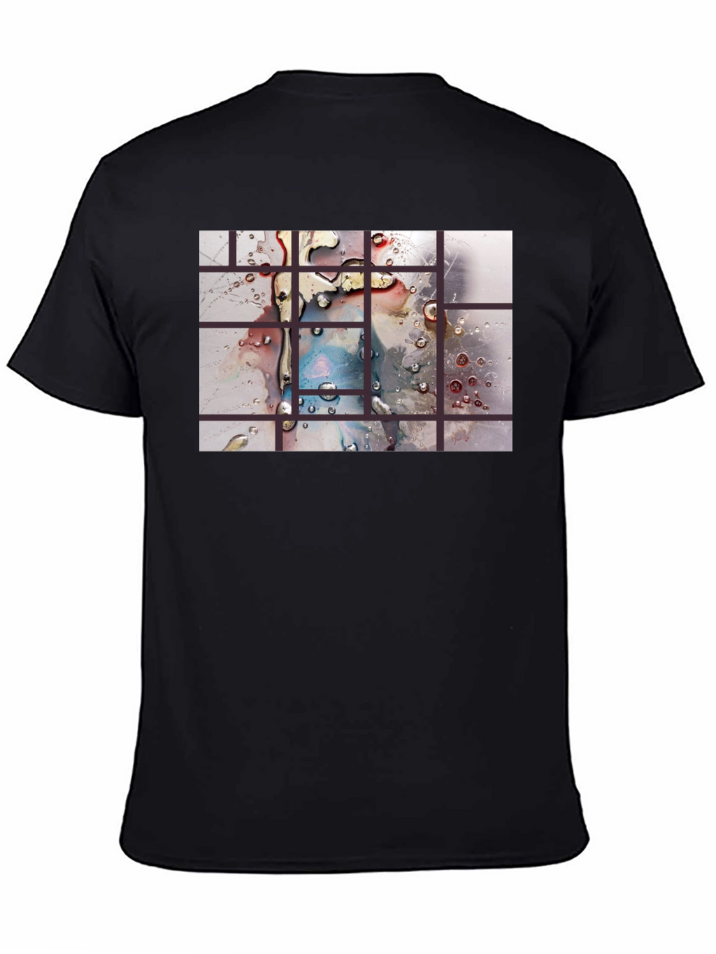 Abstract Water Droplet Grid Black T-Shirt