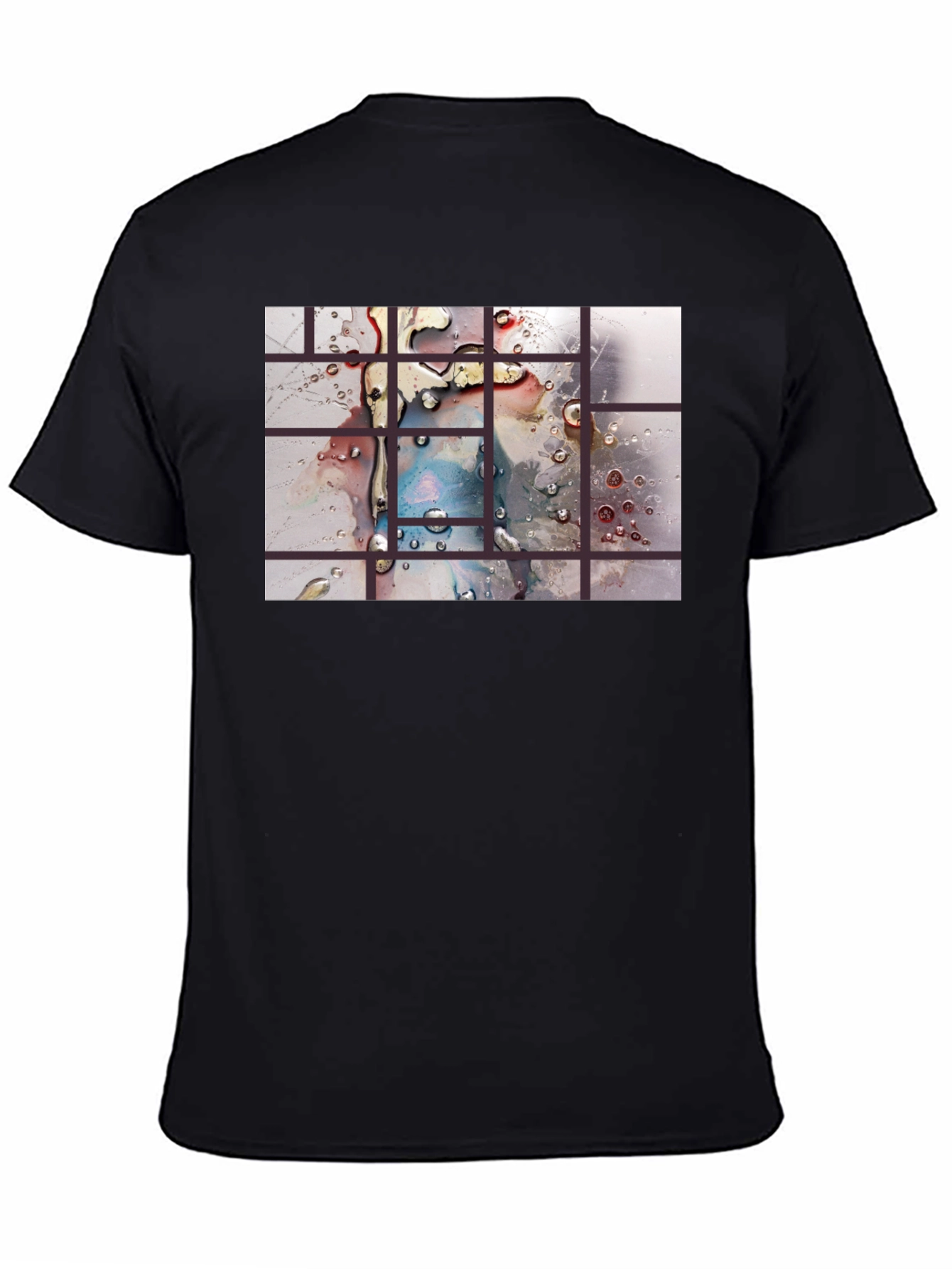 Abstract Water Droplet Grid Black T-Shirt