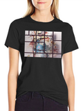 Abstract Water Droplet Grid Black T-Shirt