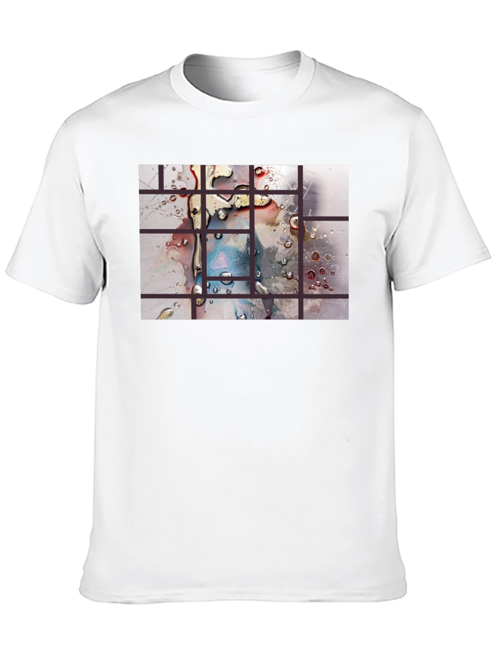 Abstract Water Droplet Grid Black T-Shirt