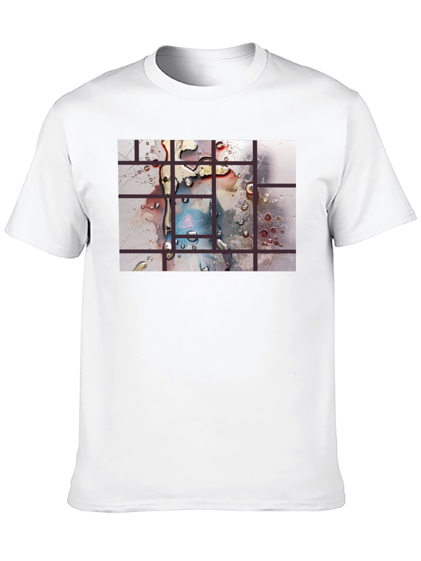 Abstract Water Droplet Grid Black T-Shirt