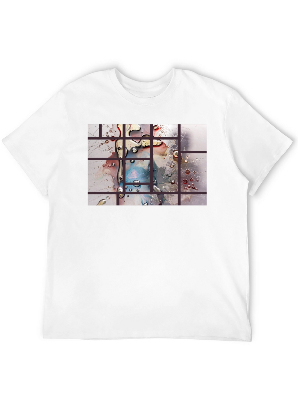 Abstract Water Droplet Grid Black T-Shirt