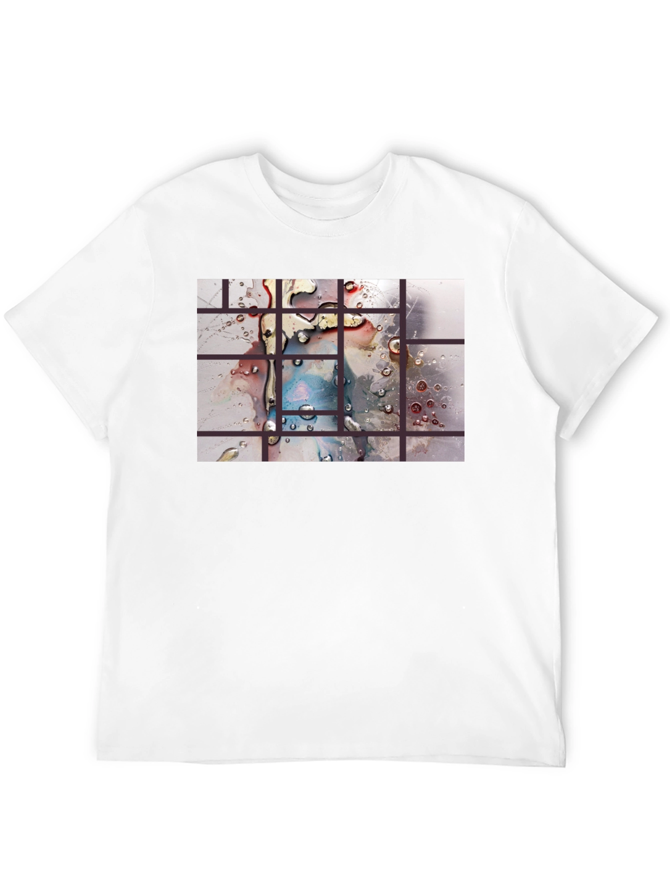 Abstract Water Droplet Grid Black T-Shirt