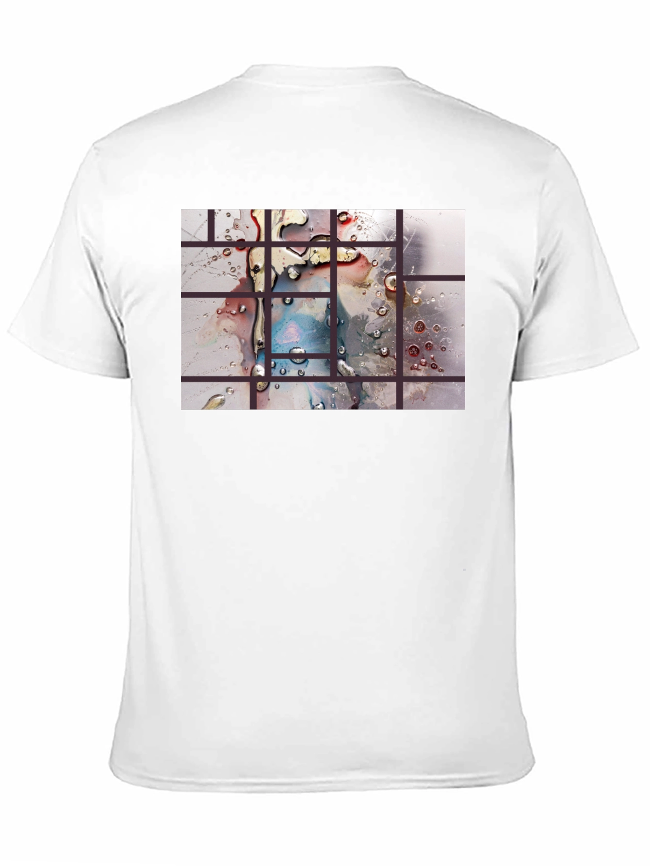 Abstract Water Droplet Grid Black T-Shirt