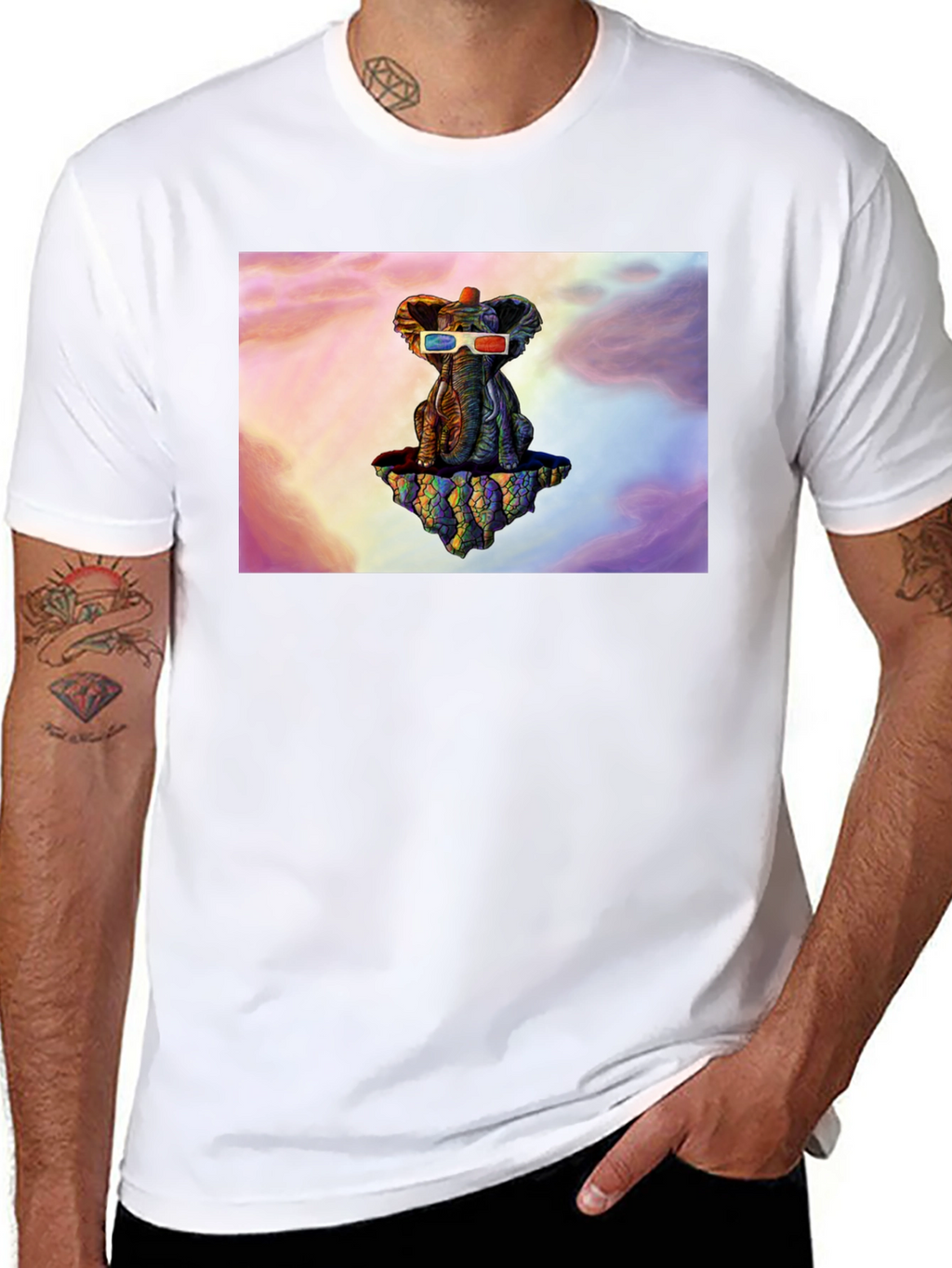 Elephant 3D Glasses Graphic Tee