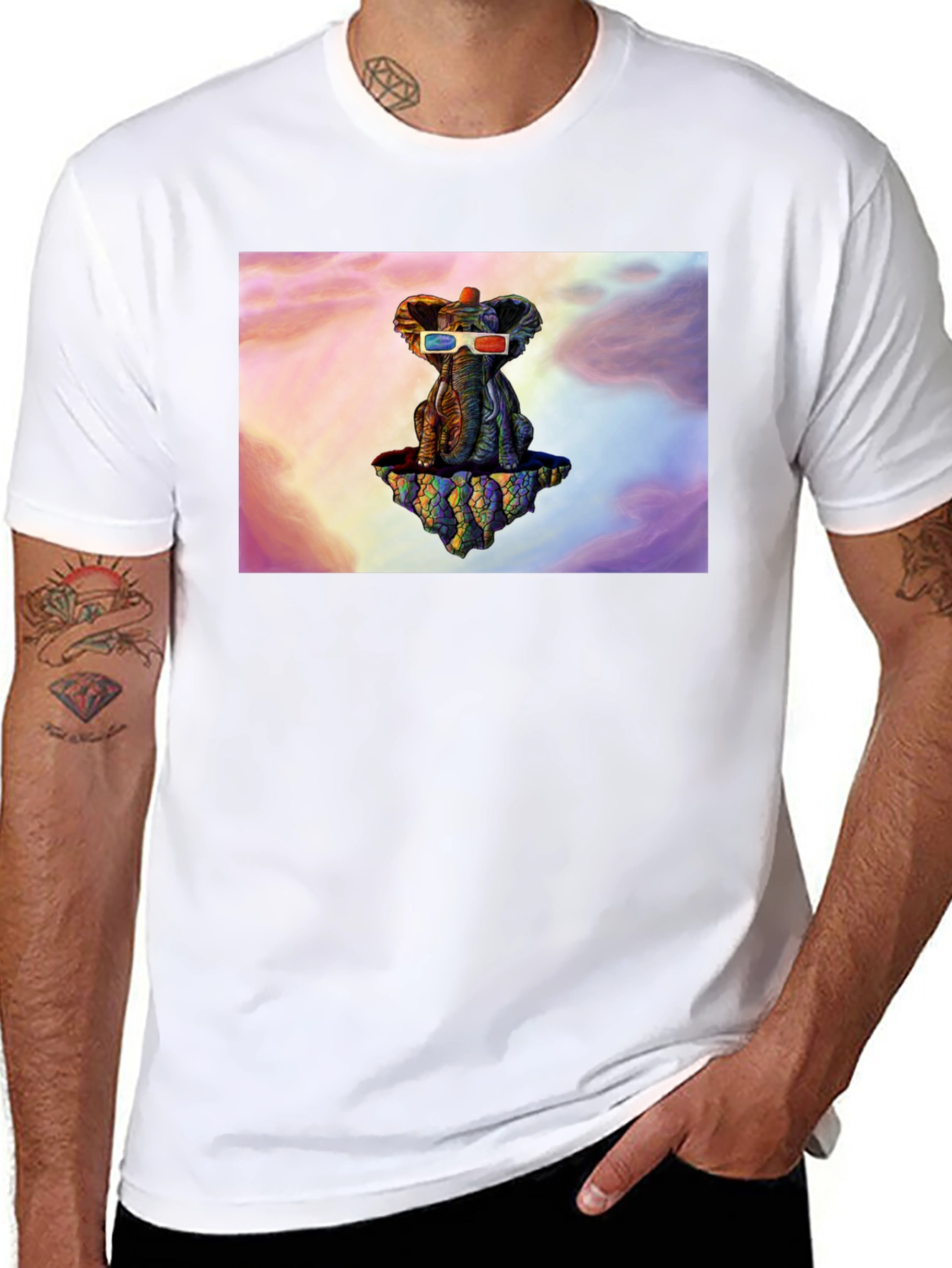 Elephant 3D Glasses Graphic Tee