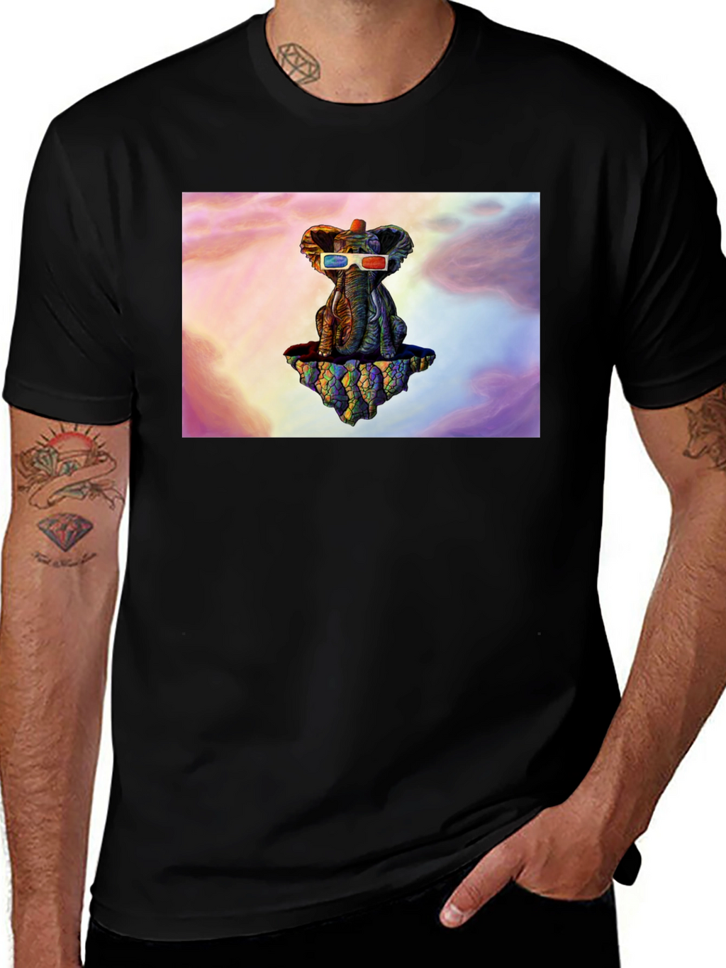 Elephant 3D Glasses Graphic Tee