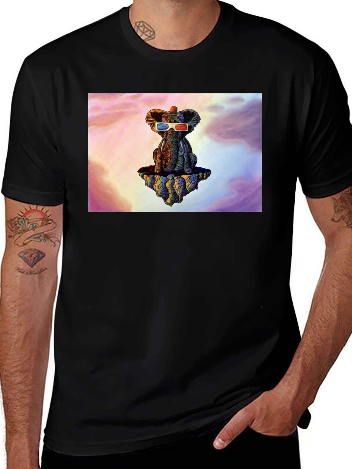 Elephant 3D Glasses Graphic Tee