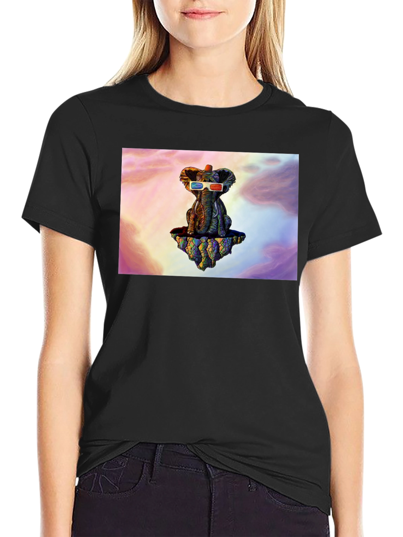 Elephant 3D Glasses Graphic Tee