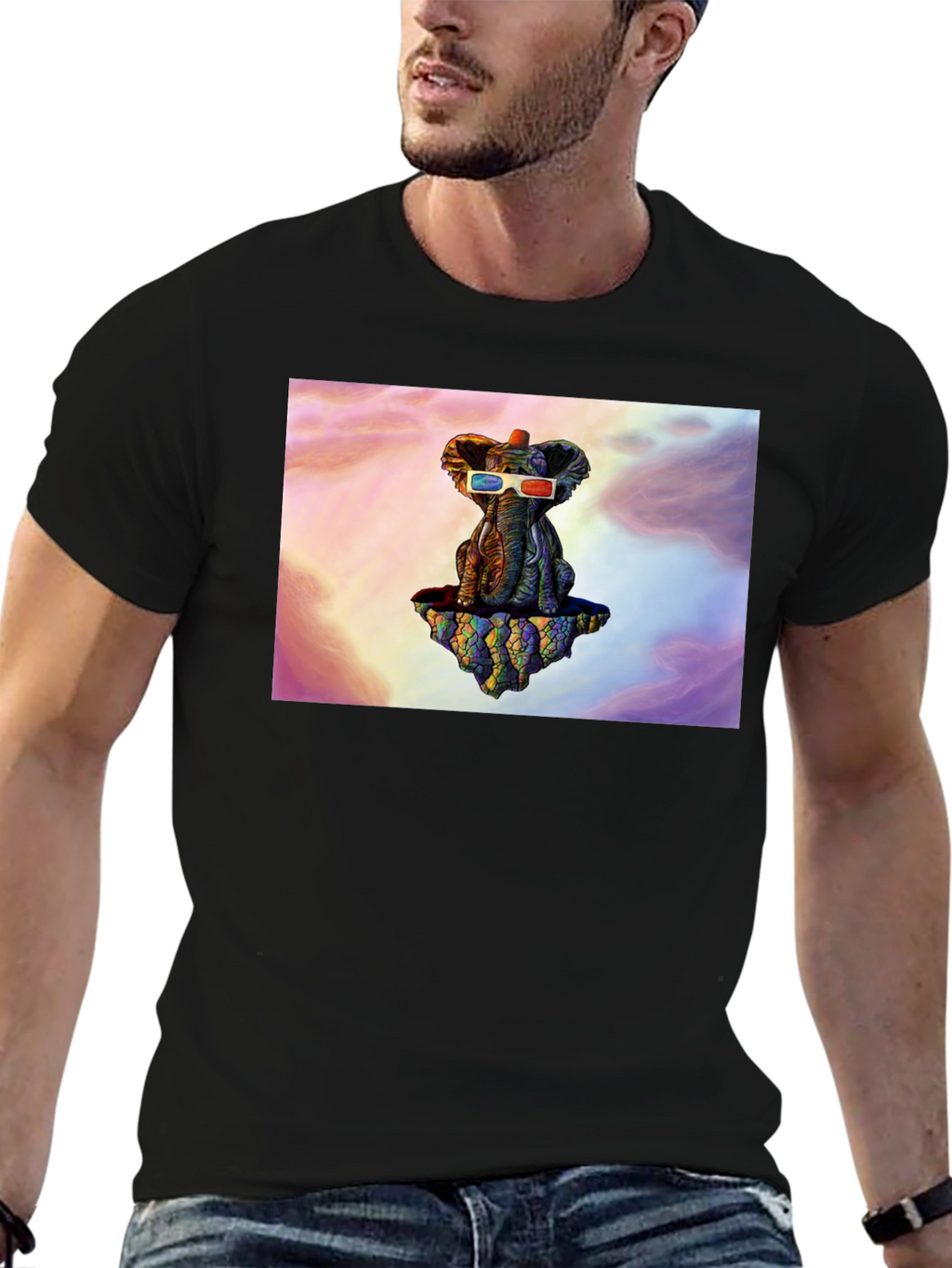Elephant 3D Glasses Graphic Tee
