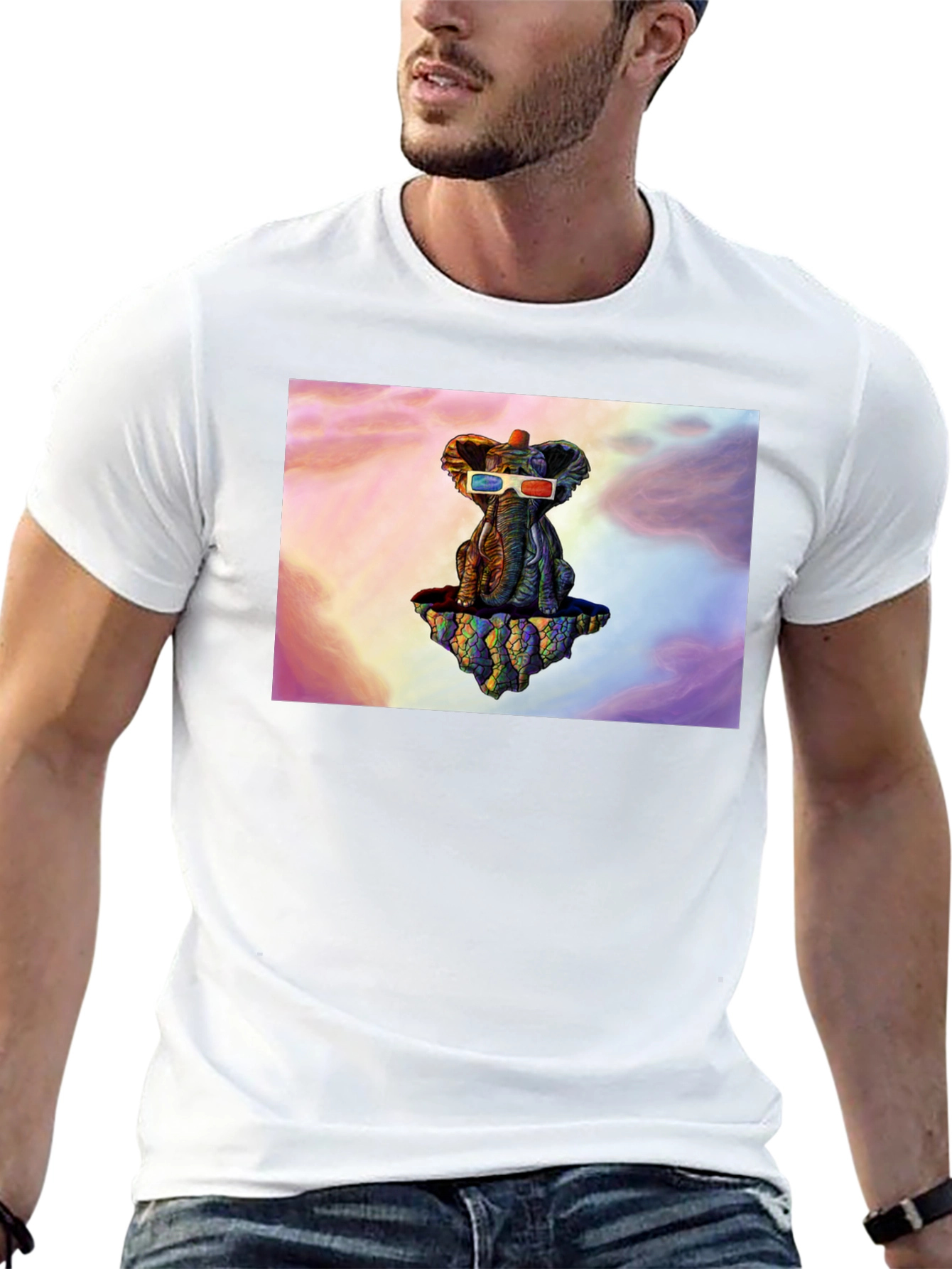 Elephant 3D Glasses Graphic Tee