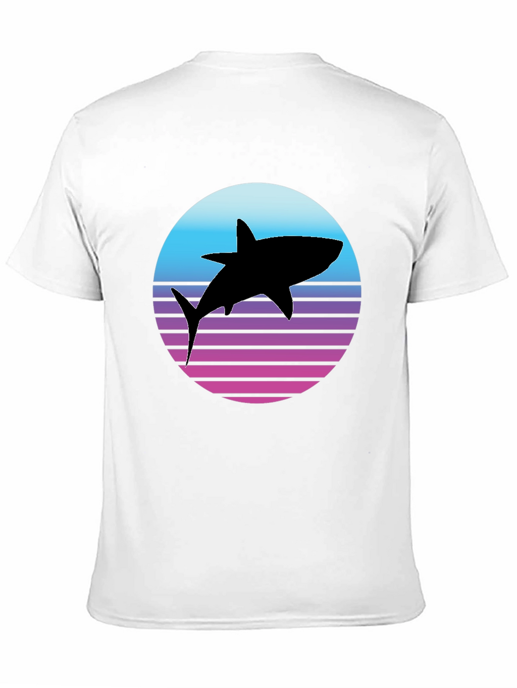 Retro Shark Graphic Tee - Black Cotton T-Shirt