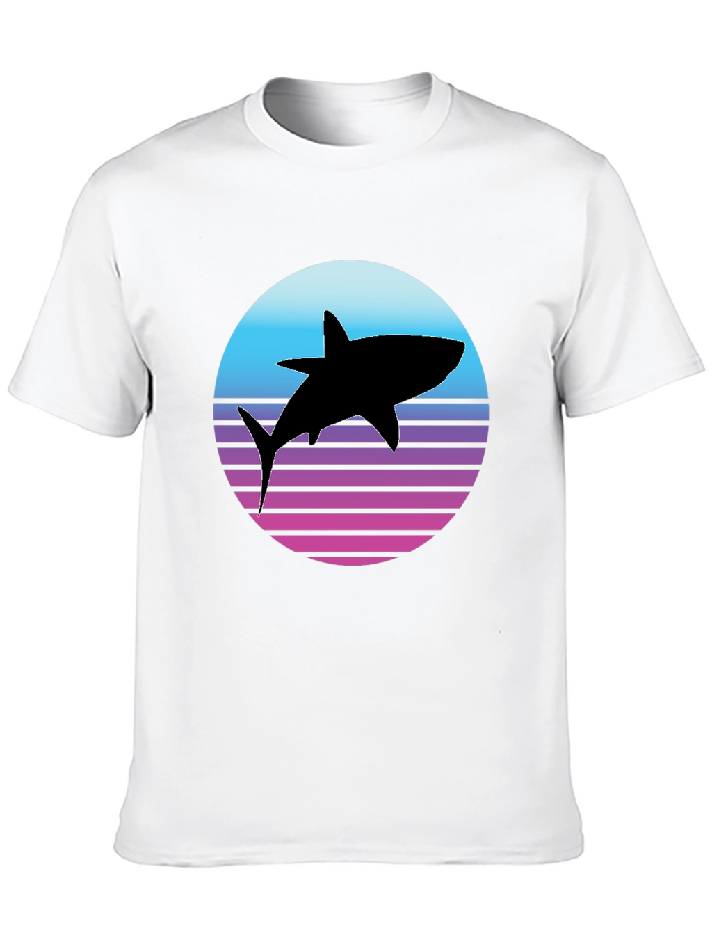 Retro Shark Graphic Tee - Black Cotton T-Shirt