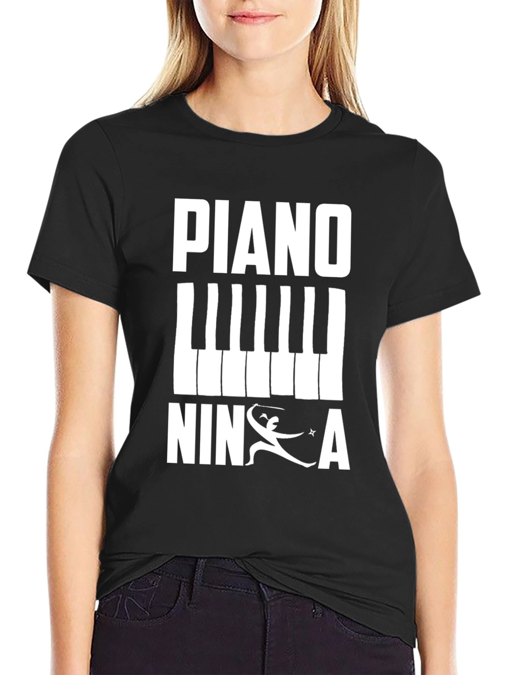 Piano Ninja Black T-Shirt - Unique Music Lover Apparel