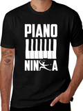 Piano Ninja Black T-Shirt - Unique Music Lover Apparel