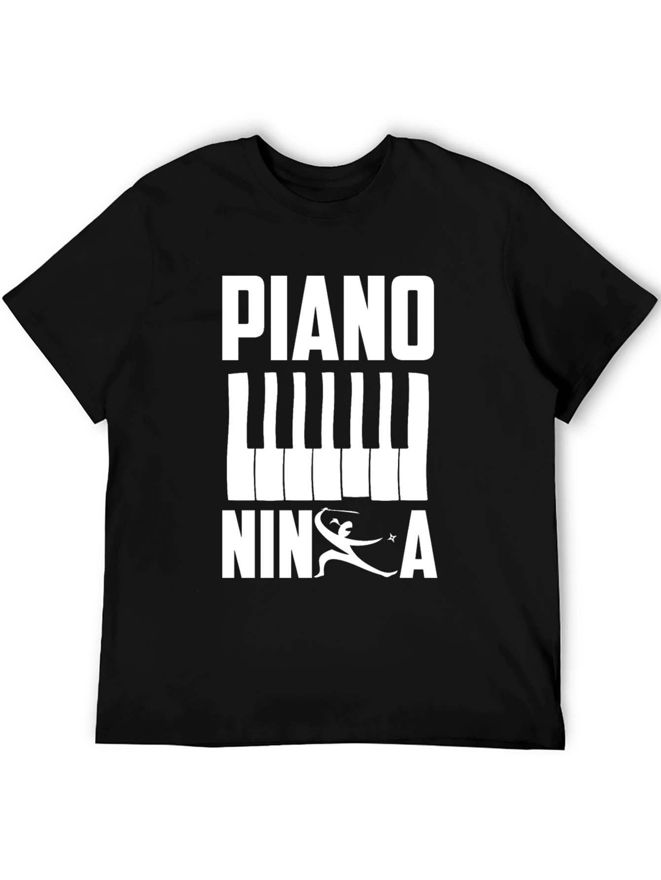 Piano Ninja Black T-Shirt - Unique Music Lover Apparel