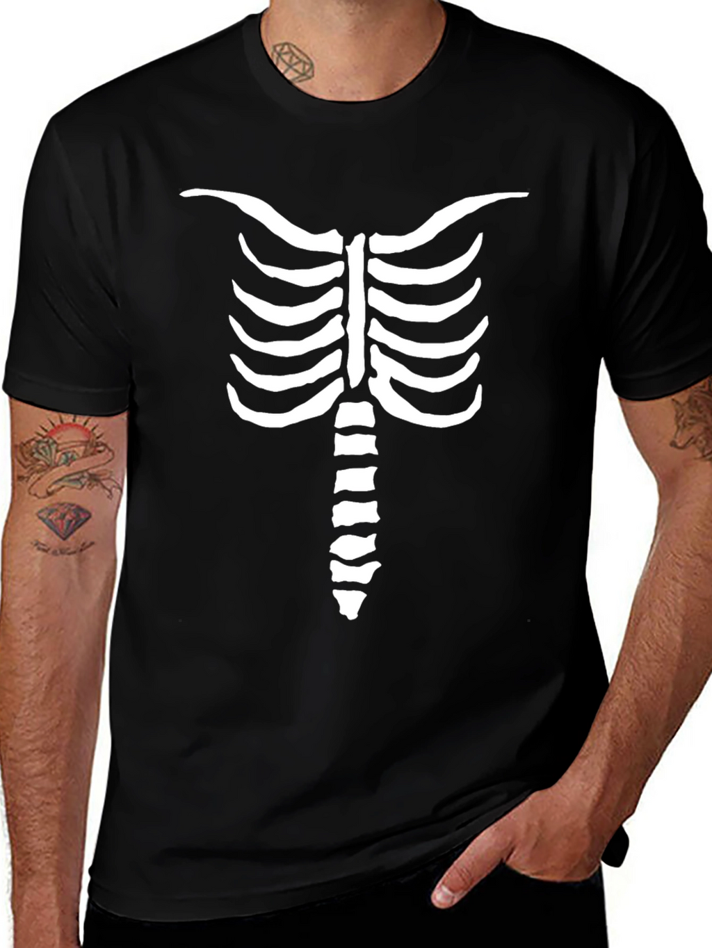 Skeleton Rib Cage Graphic Tee - Mens Halloween Shirt