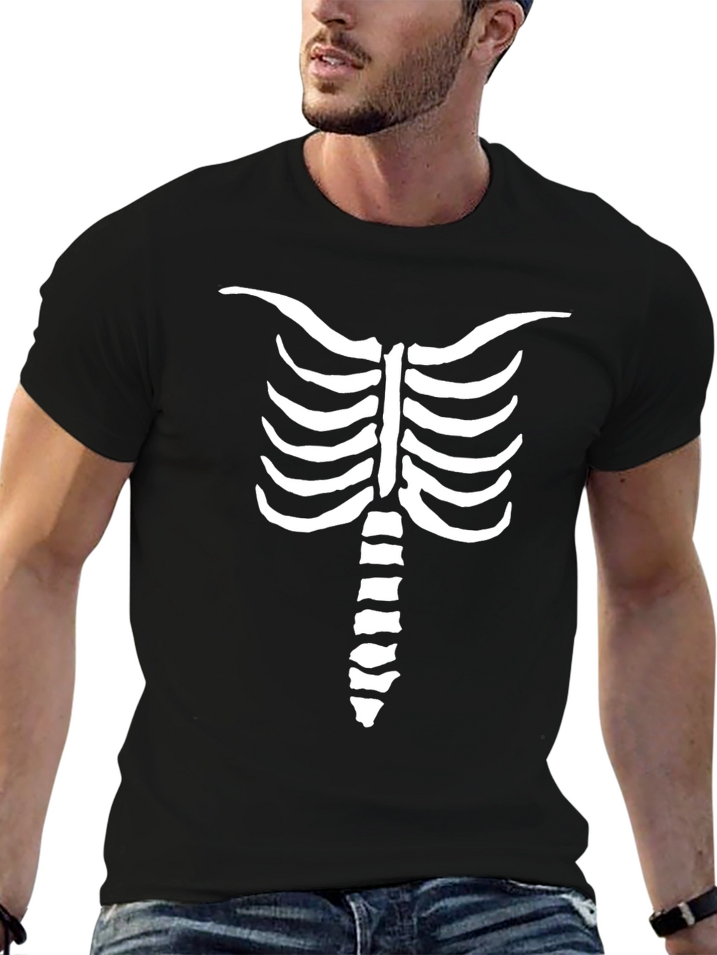 Skeleton Rib Cage Graphic Tee - Mens Halloween Shirt
