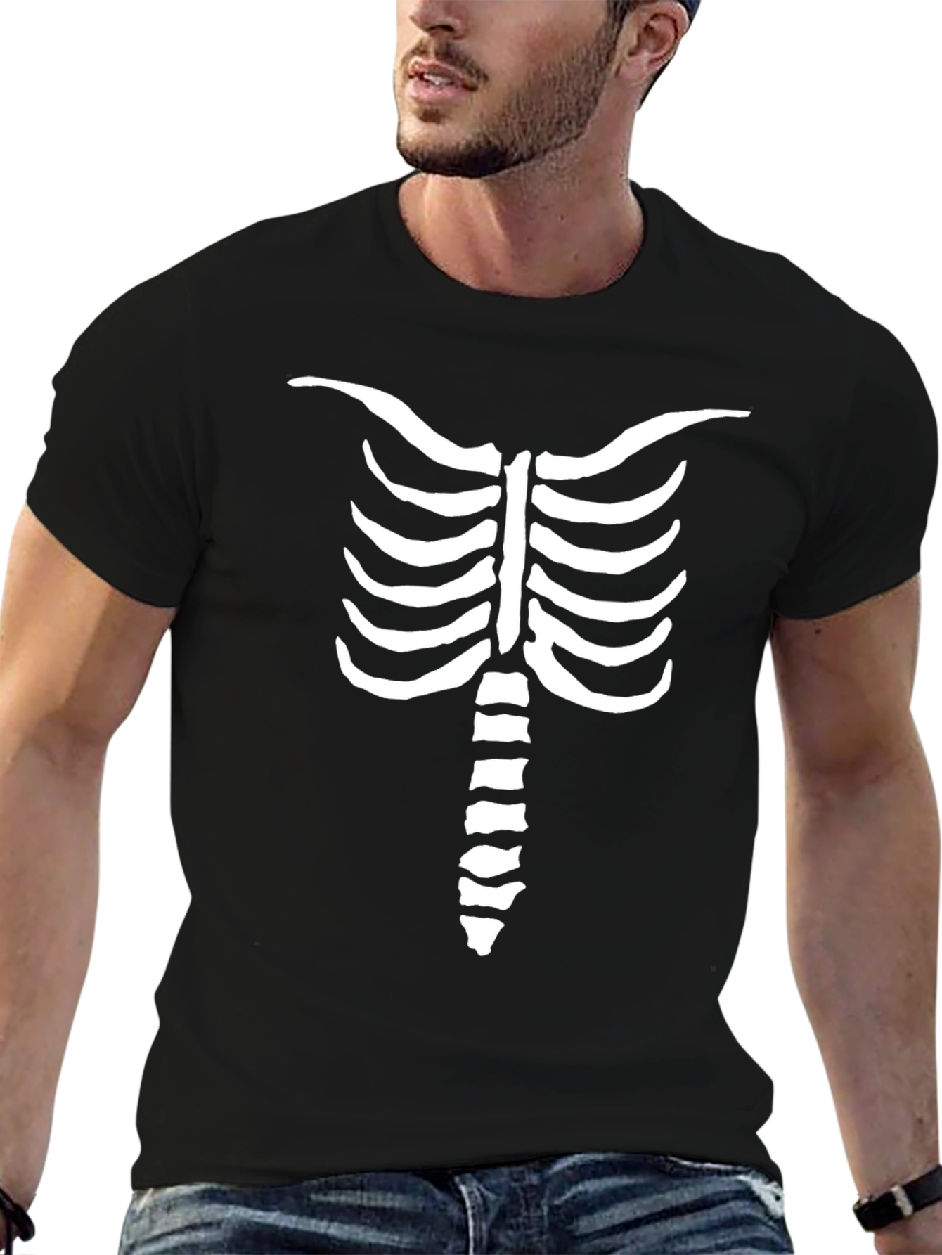 Skeleton Rib Cage Graphic Tee - Mens Halloween Shirt