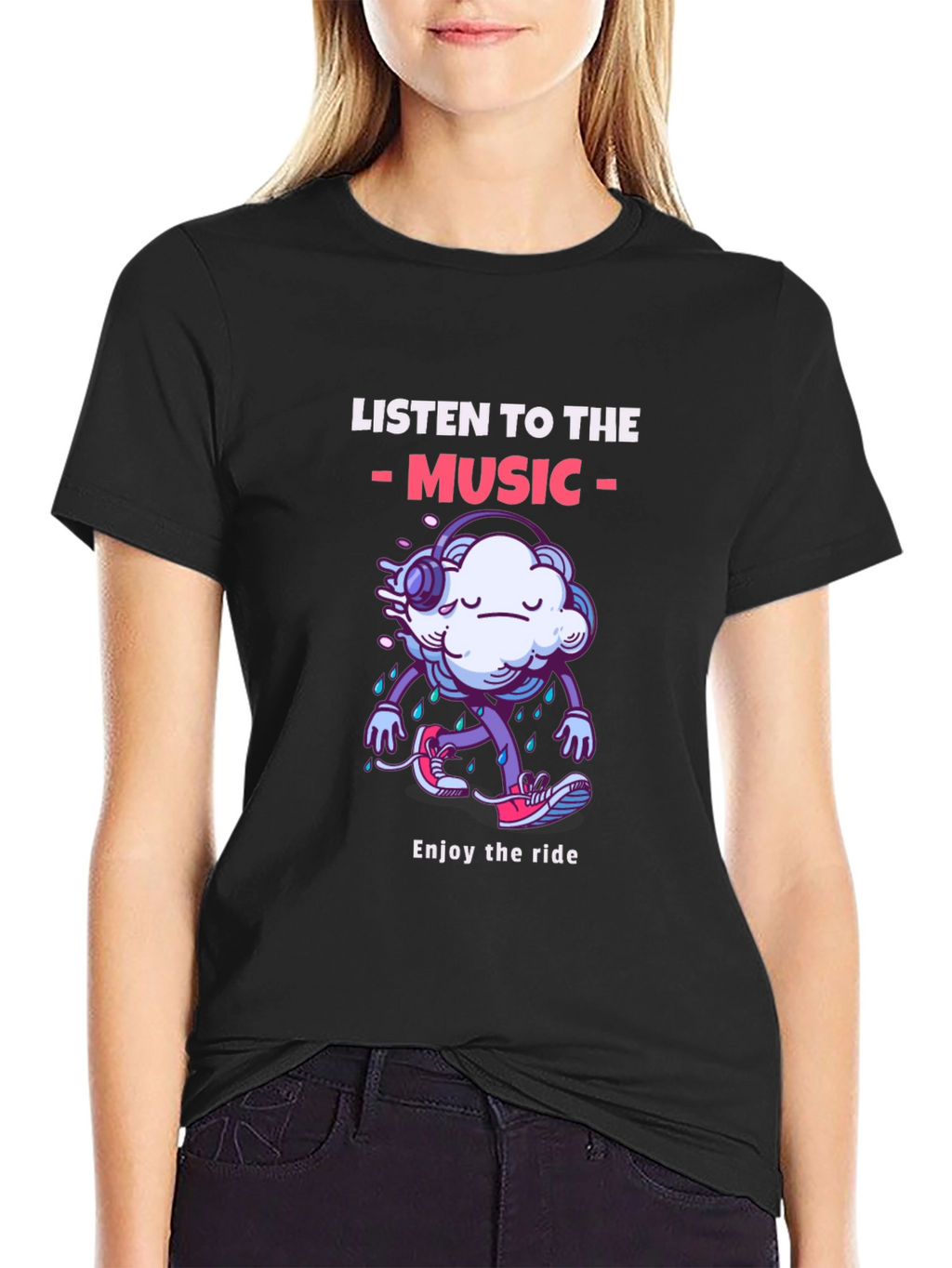 Music Lovers Cloud Print T-Shirt