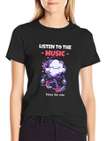 Music Lovers Cloud Print T-Shirt