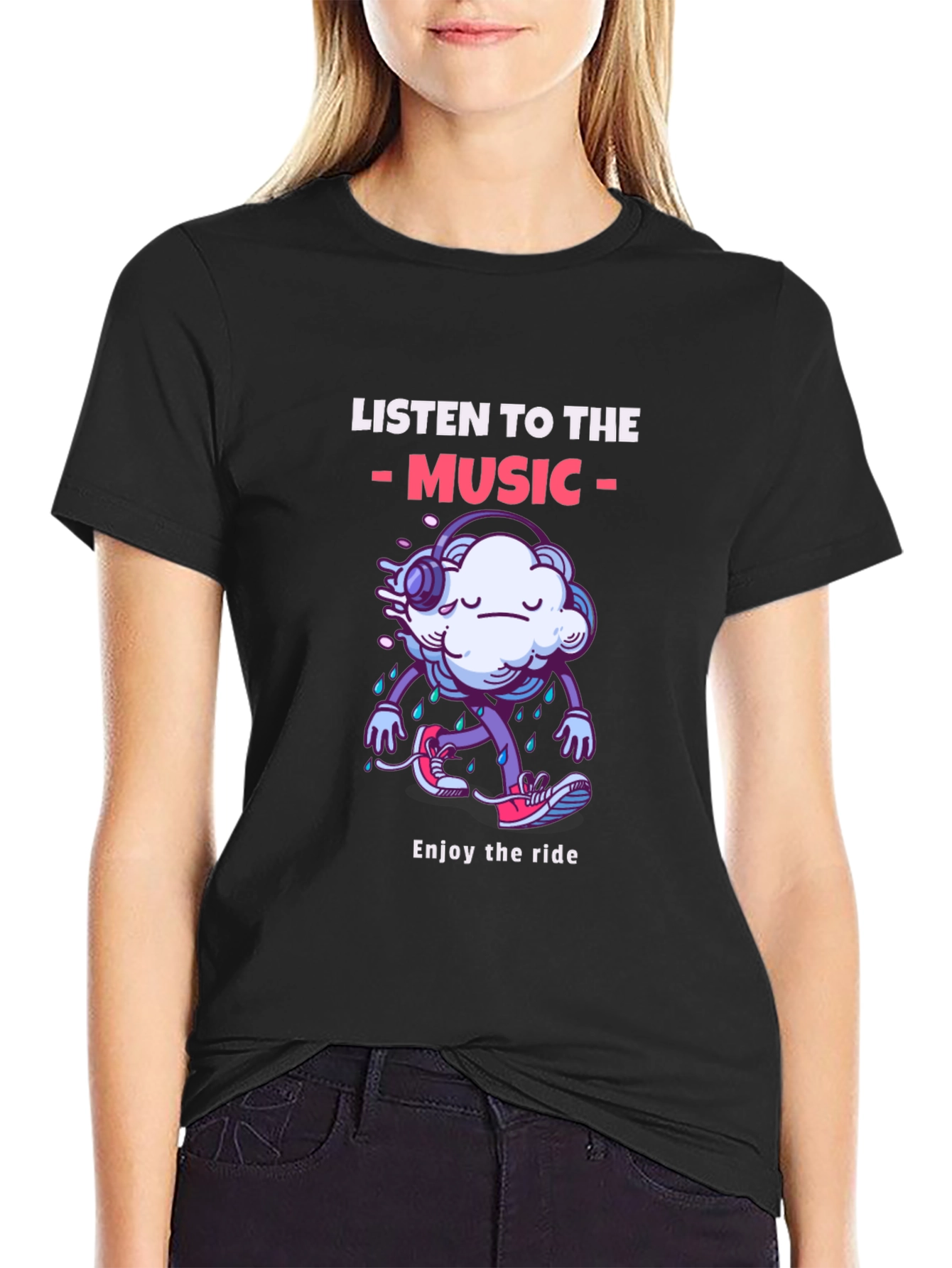 Music Lovers Cloud Print T-Shirt