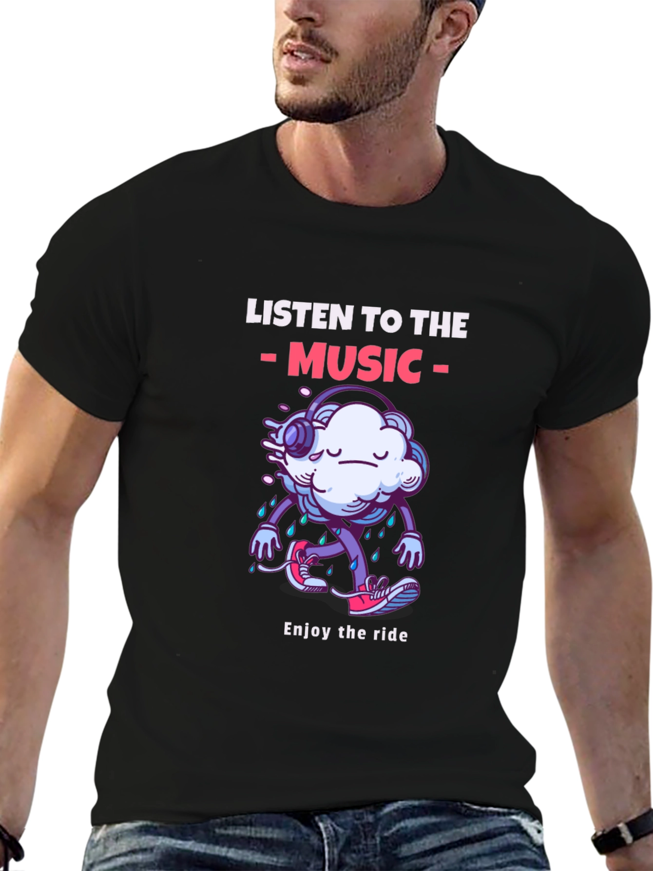 Music Lovers Cloud Print T-Shirt