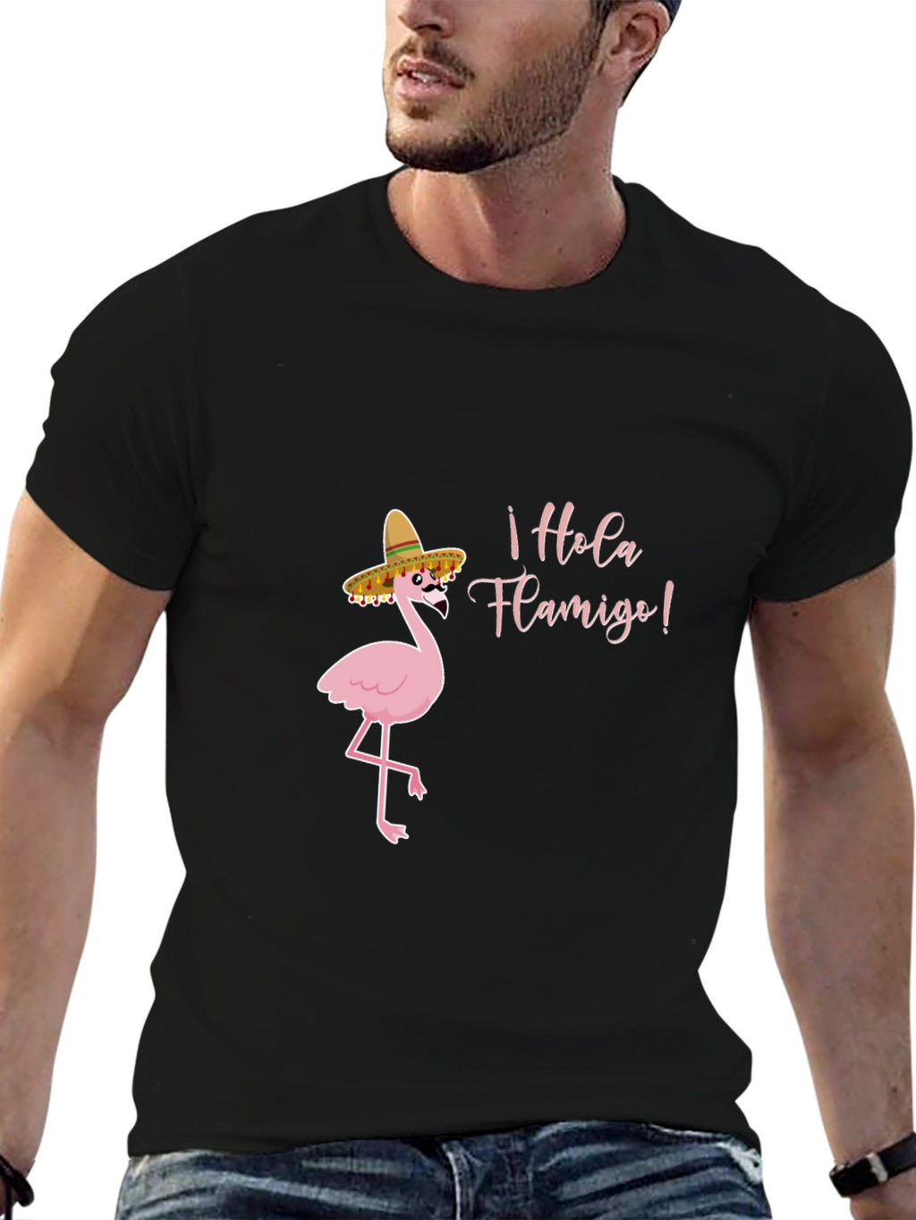 Hola Flamigo Black T-Shirt