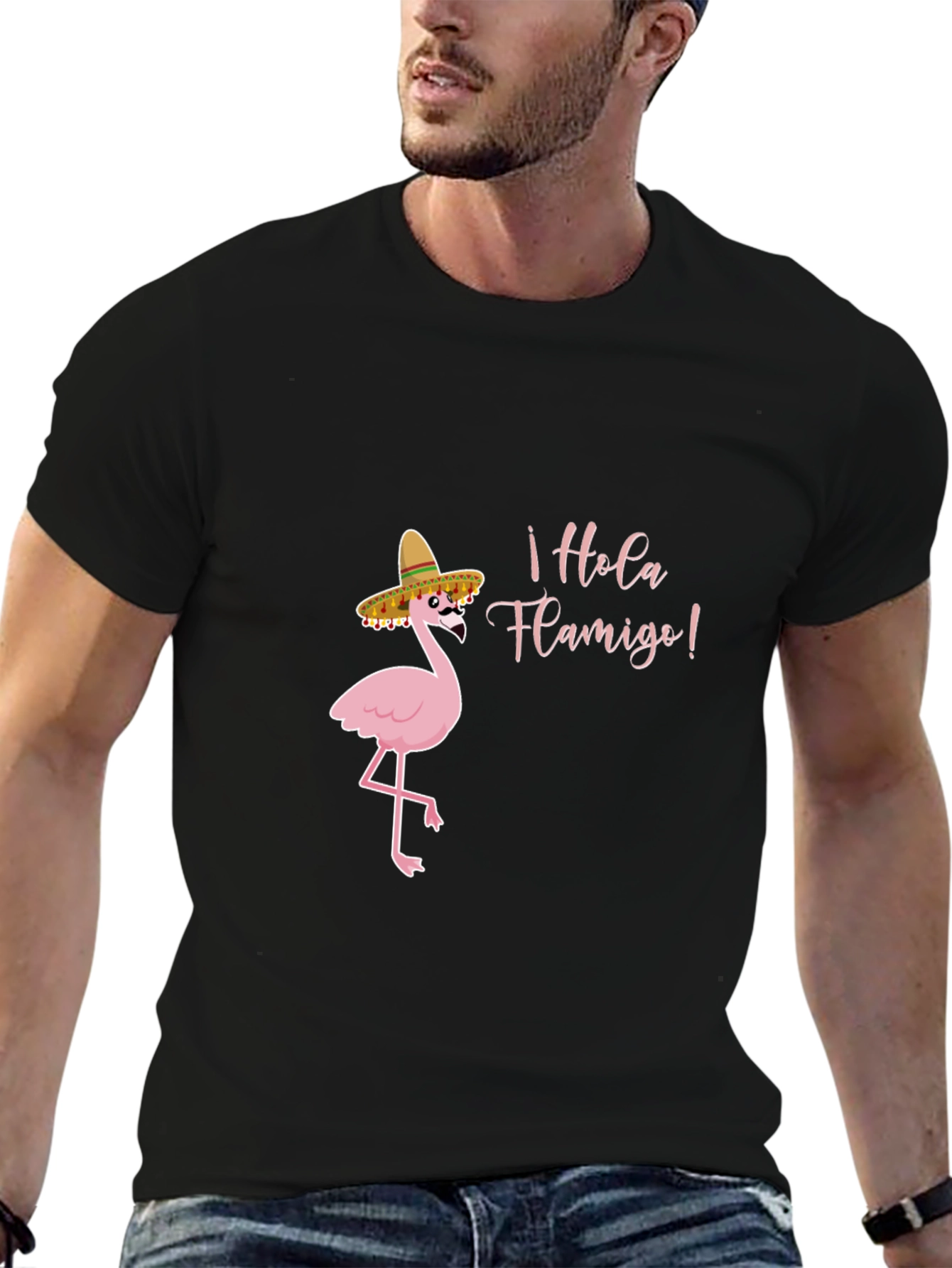Hola Flamigo Black T-Shirt
