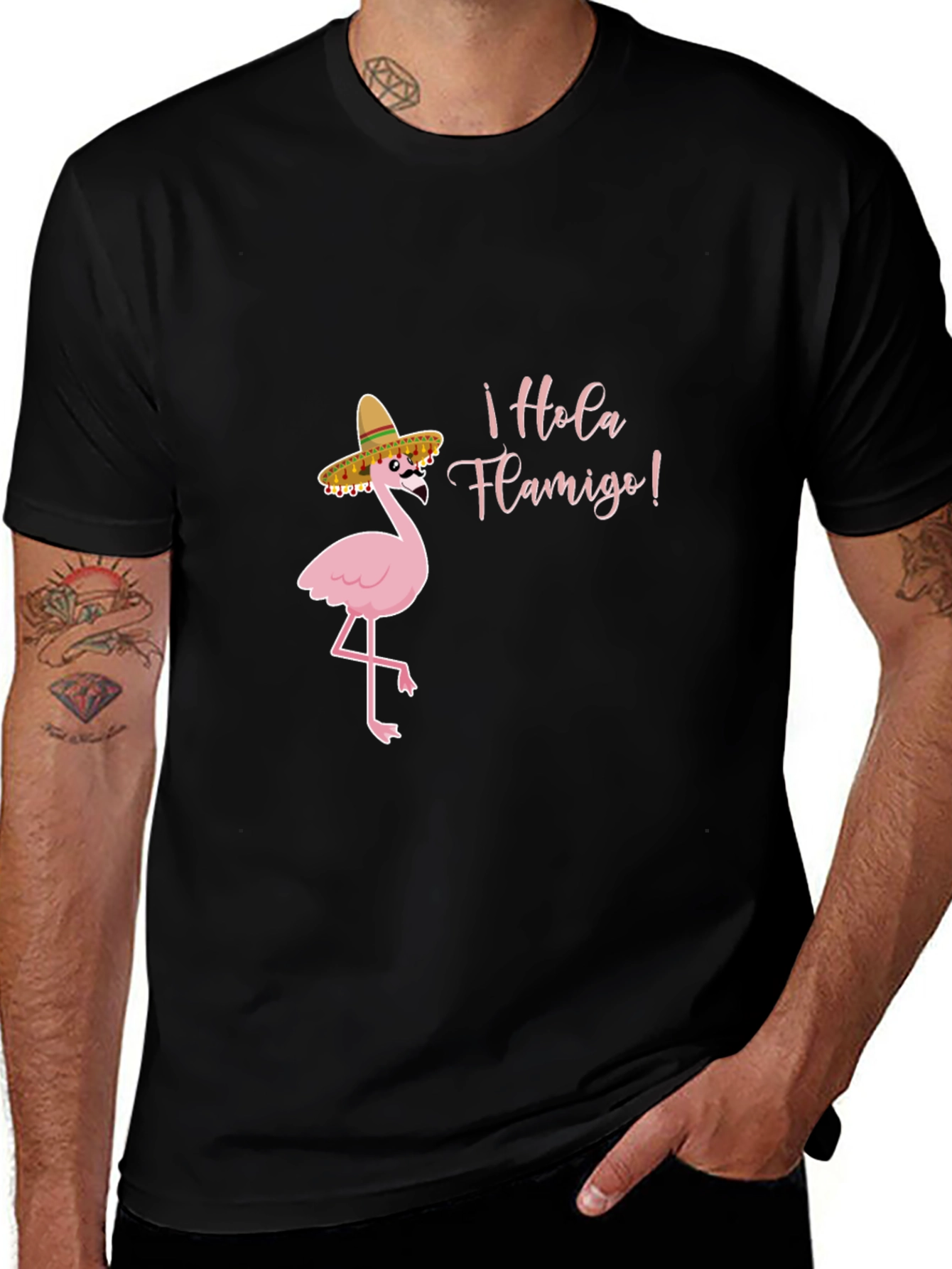 Hola Flamigo Black T-Shirt
