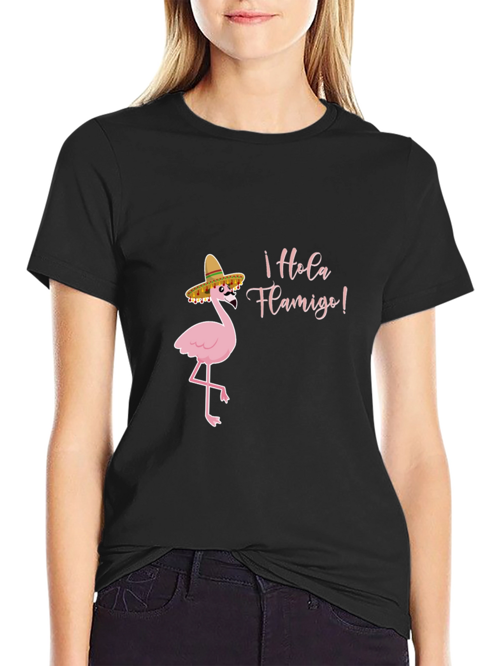 Hola Flamigo Black T-Shirt