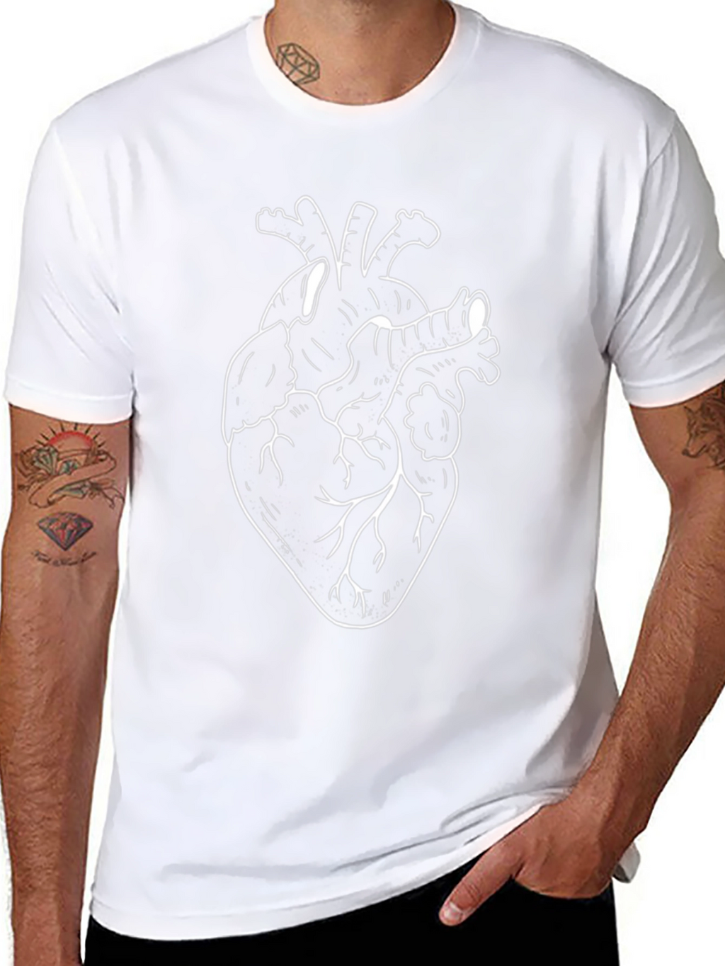 Anatomical Heart Print Black T-Shirt