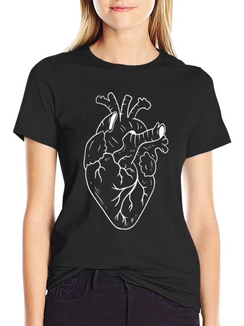 Anatomical Heart Print Black T-Shirt