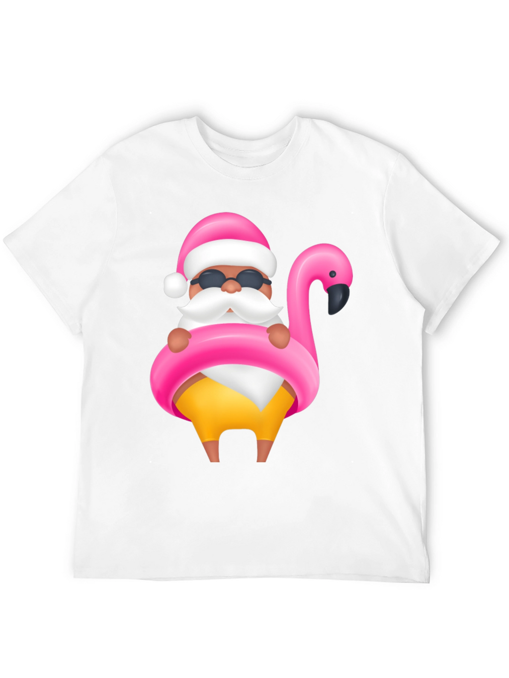 Santa Flamingo Black T-Shirt