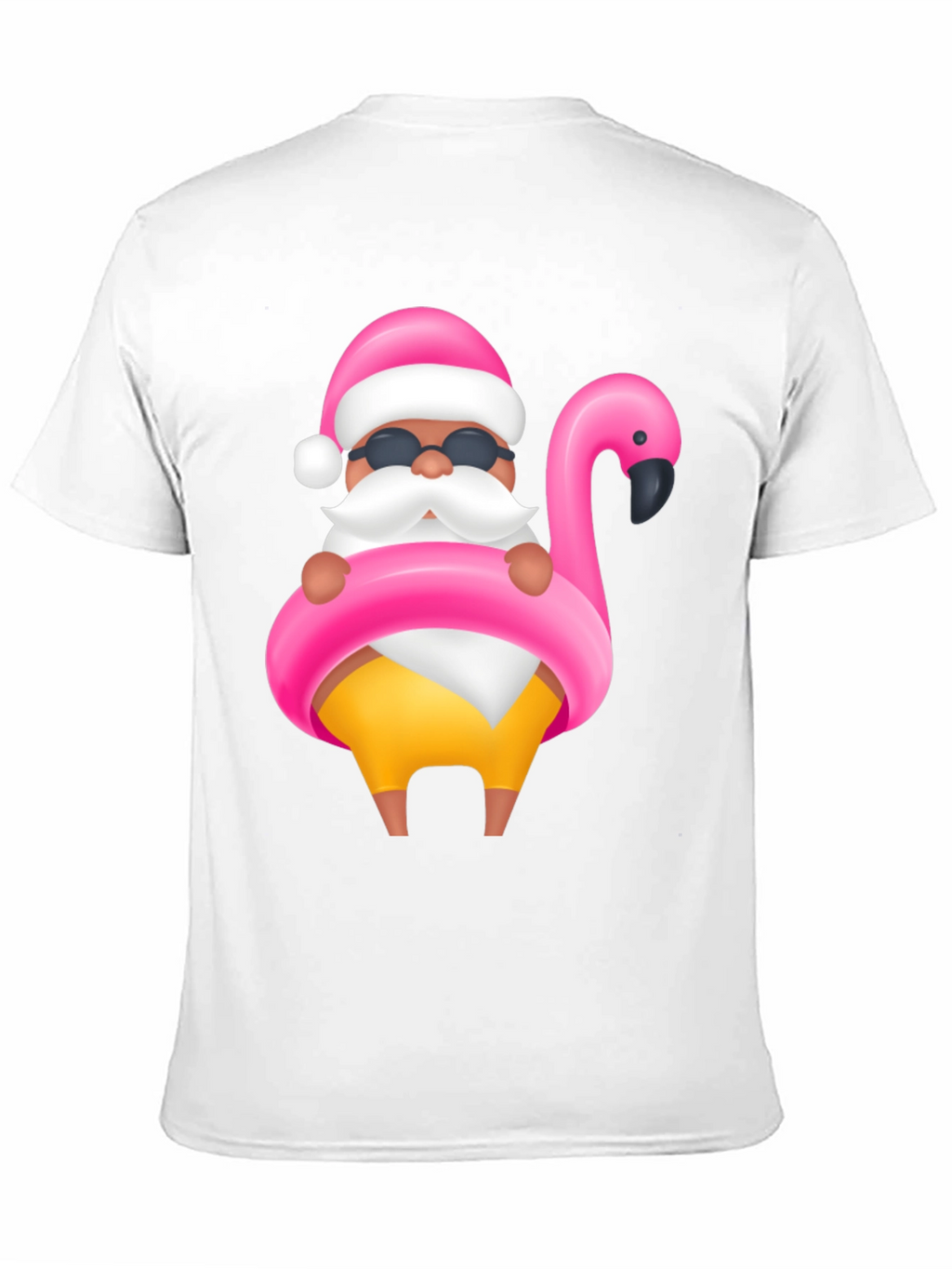 Santa Flamingo Black T-Shirt