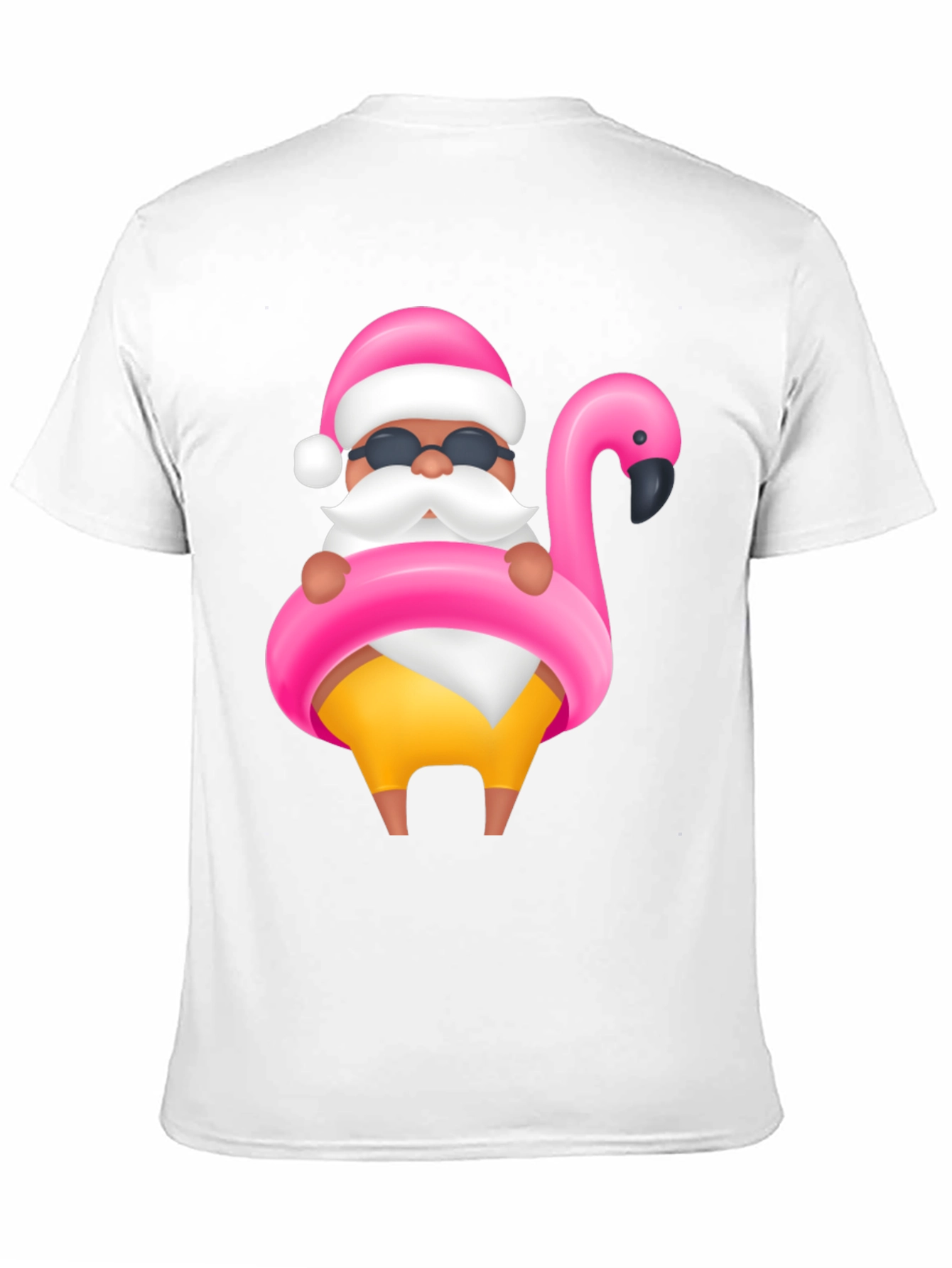 Santa Flamingo Black T-Shirt