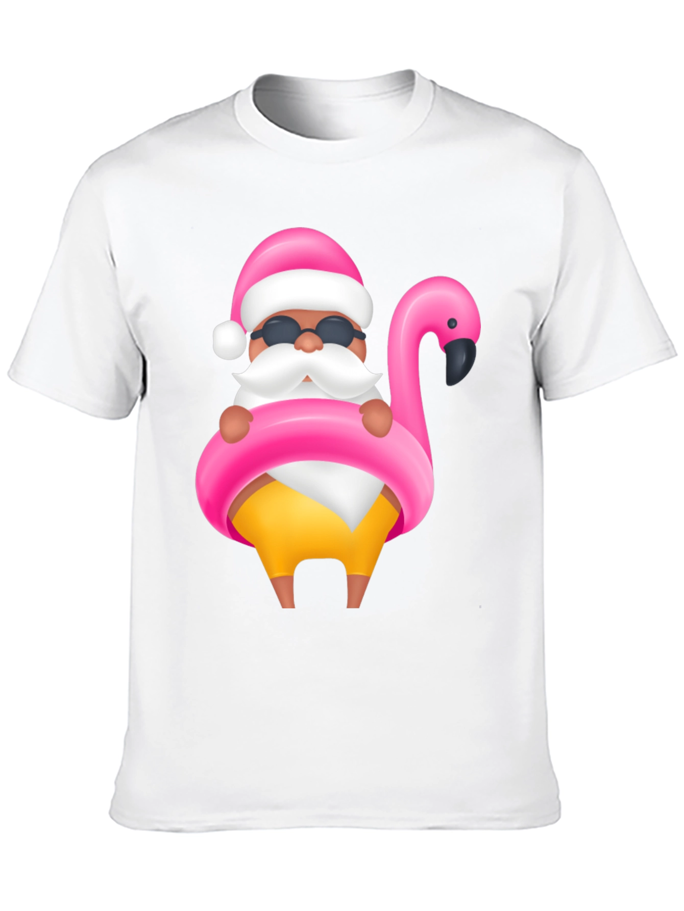 Santa Flamingo Black T-Shirt