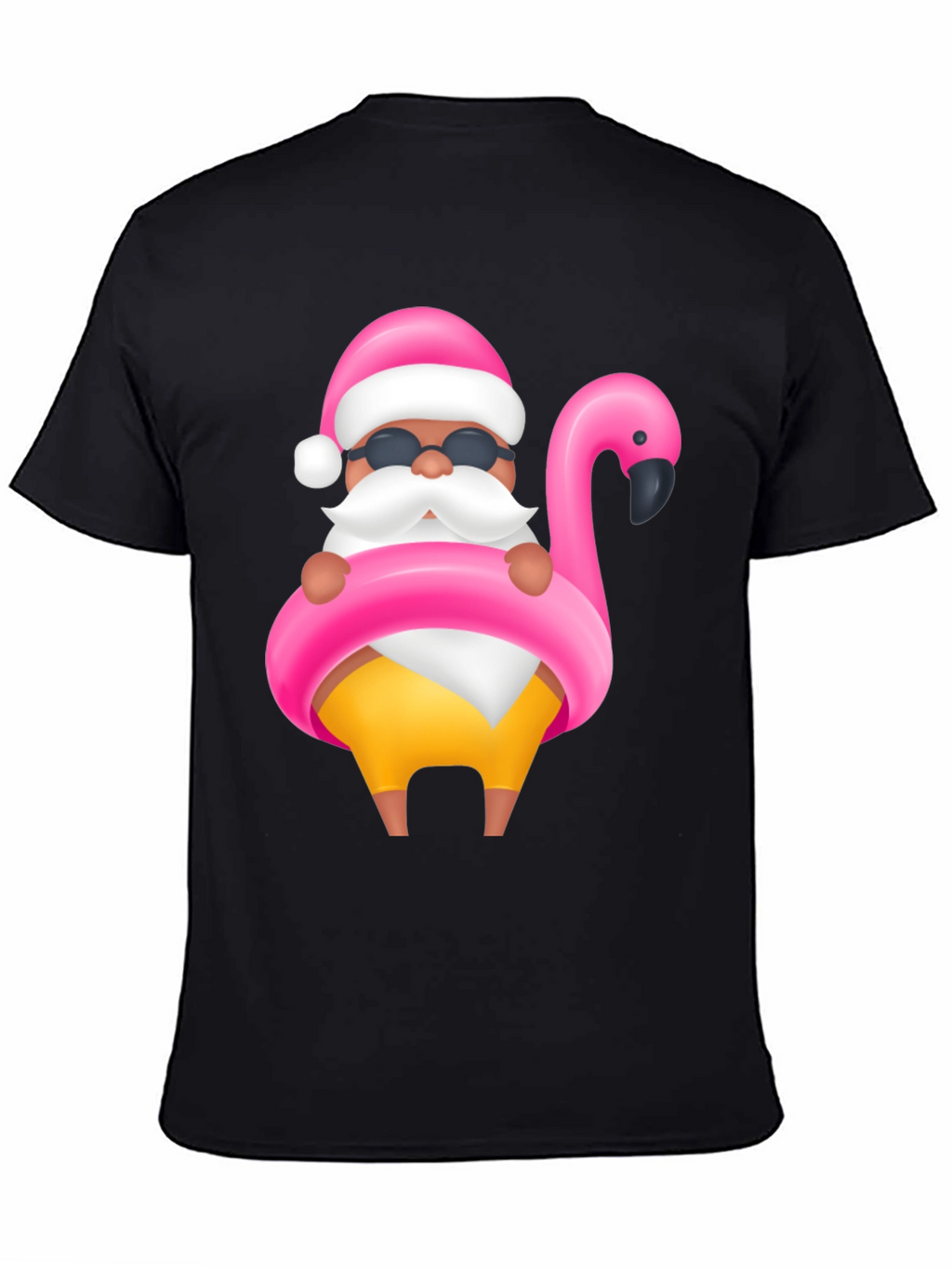 Santa Flamingo Black T-Shirt