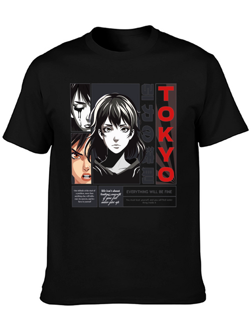 Anime Graphic Print T-Shirt - Tokyo Style