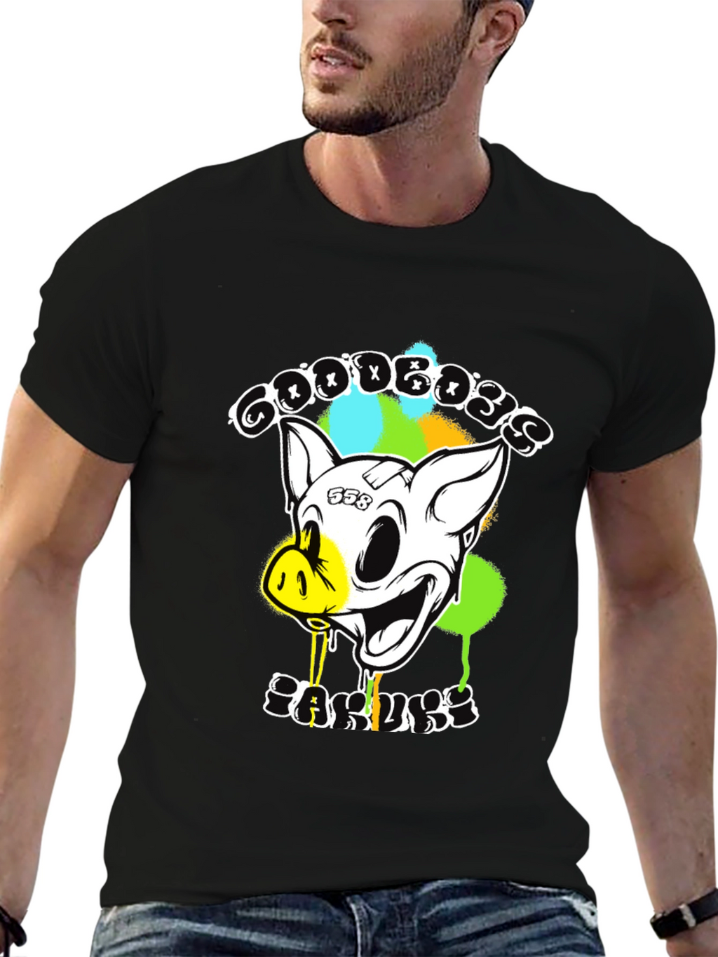 Goodbyes Garlicky Pig Graphic Tee - Black