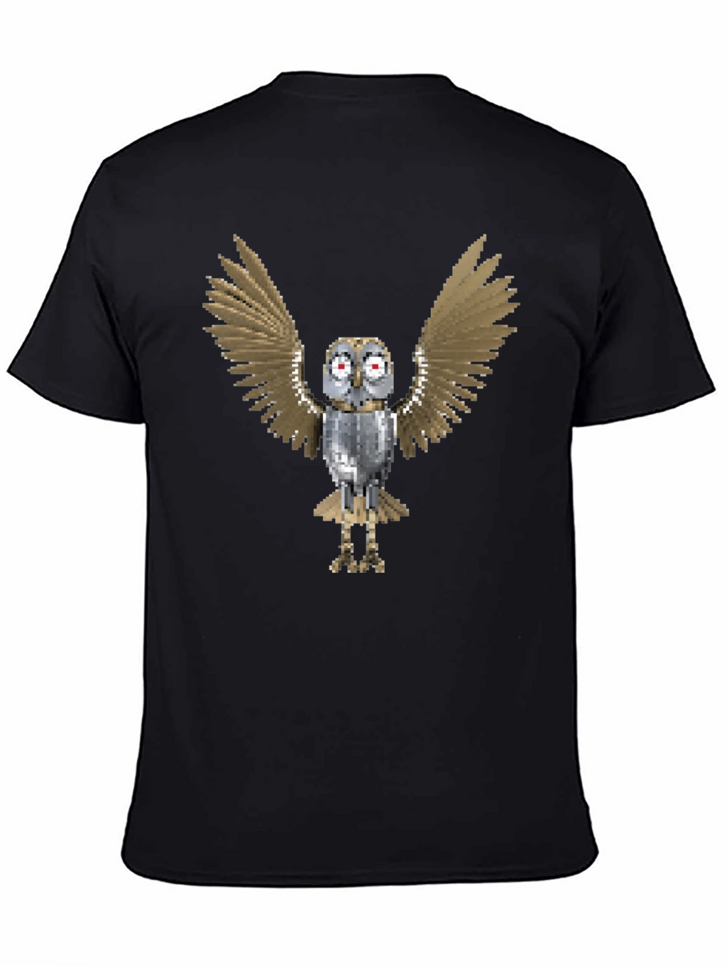 Pixel Art Owl Graphic Tee - Mens Black T-Shirt