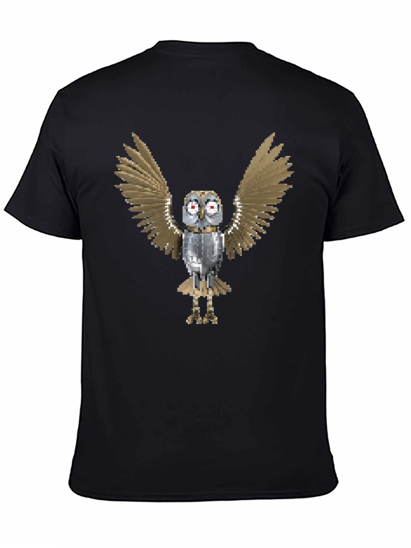 Pixel Art Owl Graphic Tee - Mens Black T-Shirt