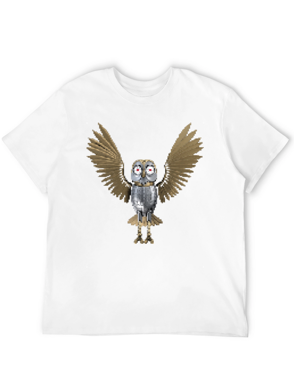 Pixel Art Owl Graphic Tee - Mens Black T-Shirt