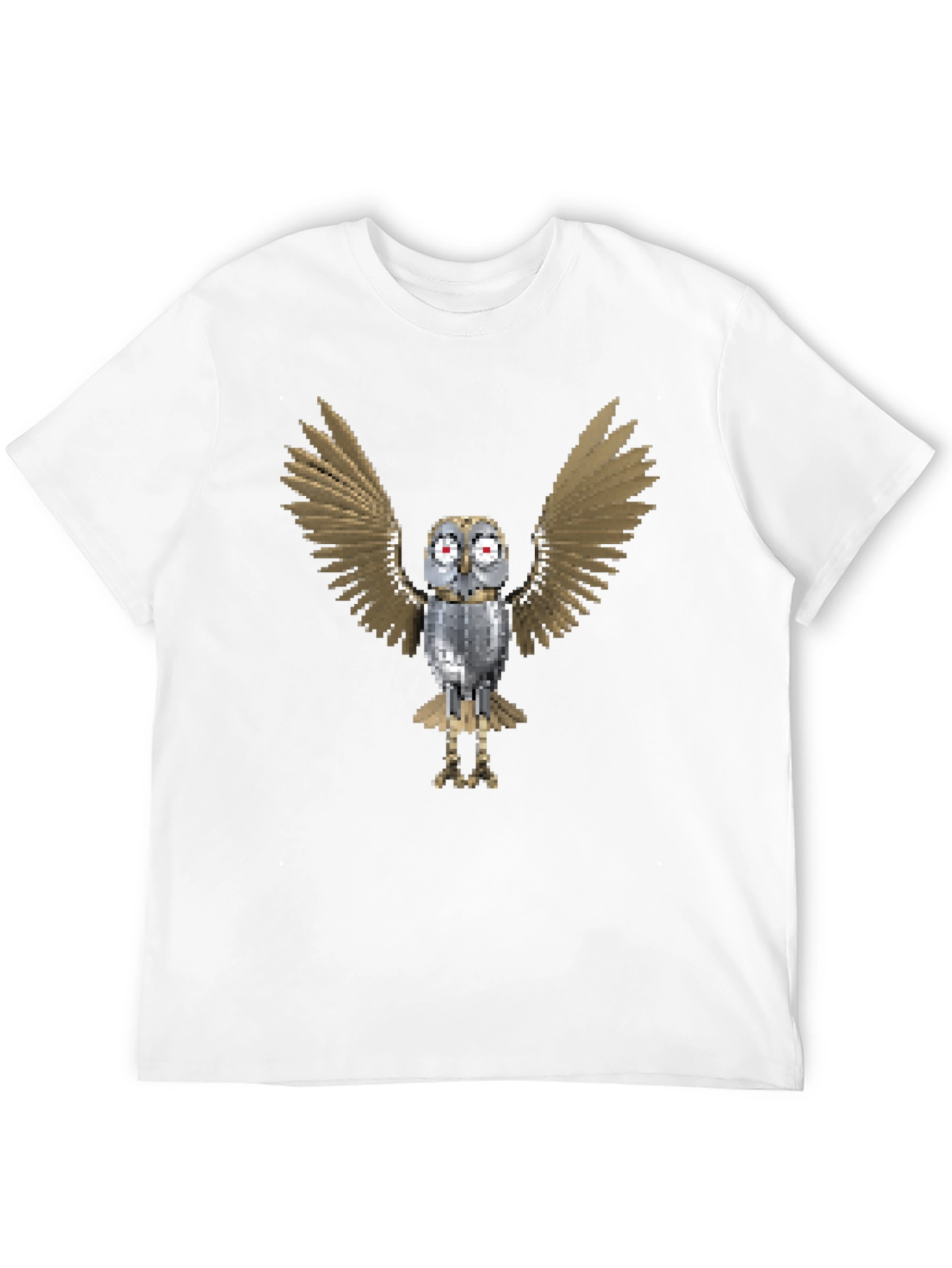 Pixel Art Owl Graphic Tee - Mens Black T-Shirt