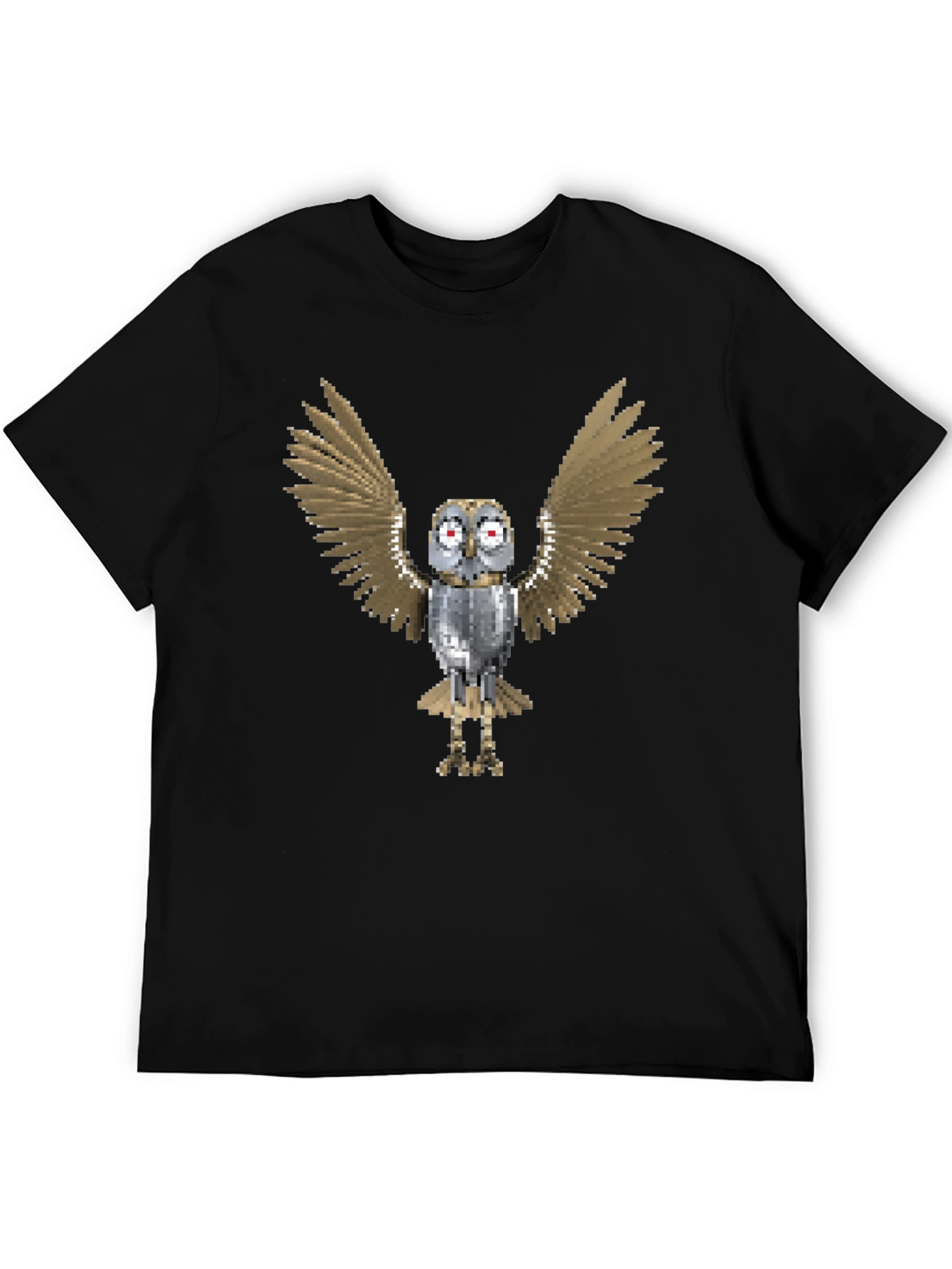 Pixel Art Owl Graphic Tee - Mens Black T-Shirt