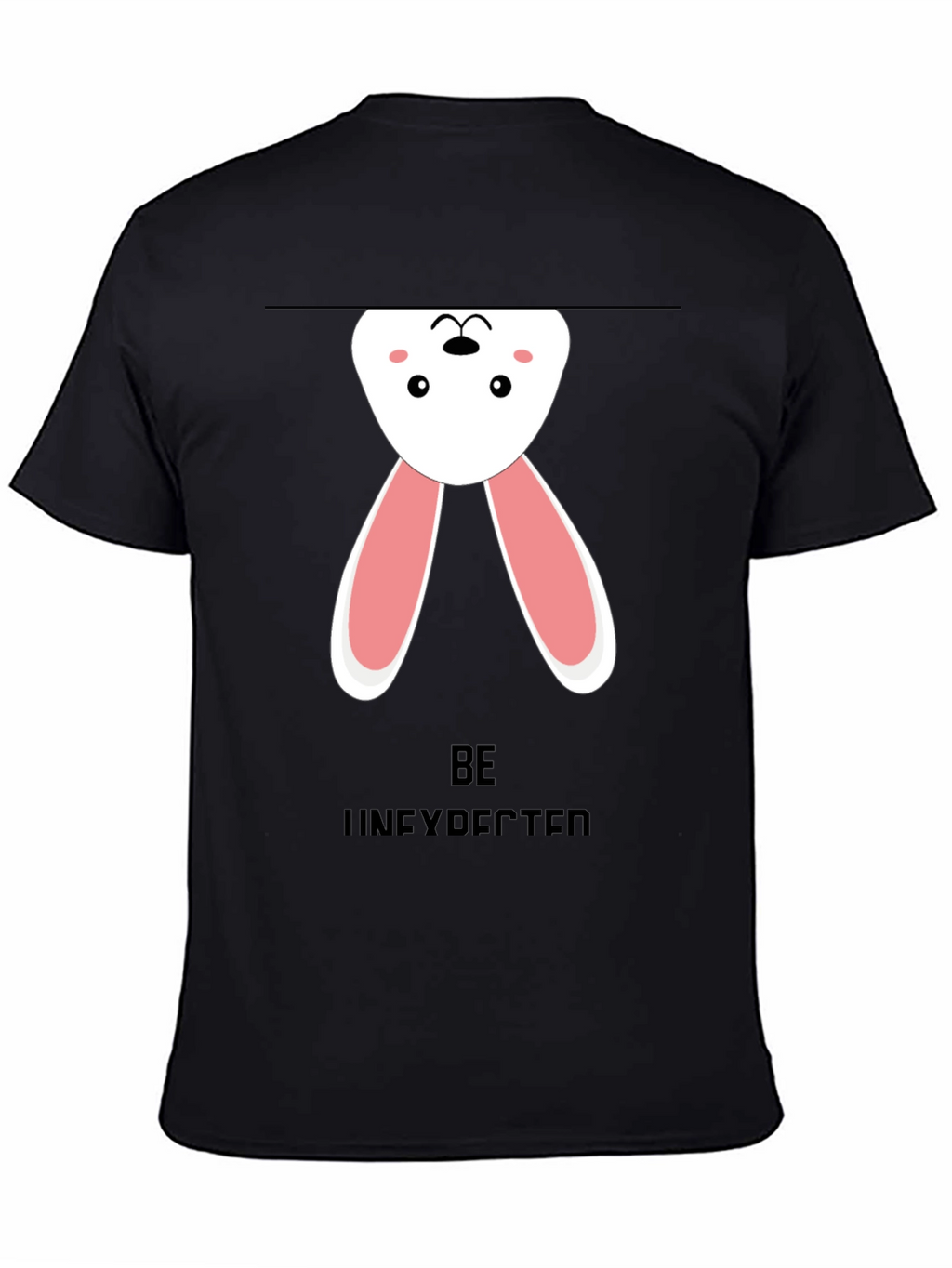 Upside Down Bunny Graphic Tee - Black Cotton