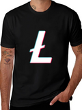 Black T-Shirt with White and Pink Letter Graphic