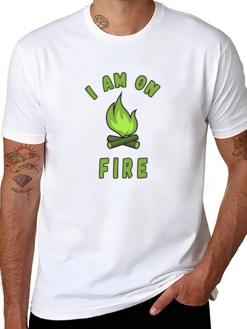 I Am On Fire Graphic Print Black T-Shirt
