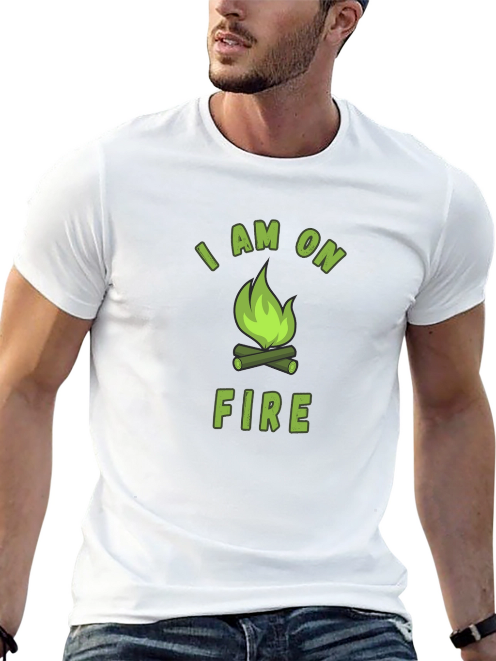 I Am On Fire Graphic Print Black T-Shirt